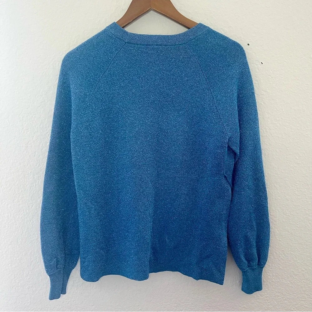 J. Crew Metallic Blue Crewneck Sweater Size Small